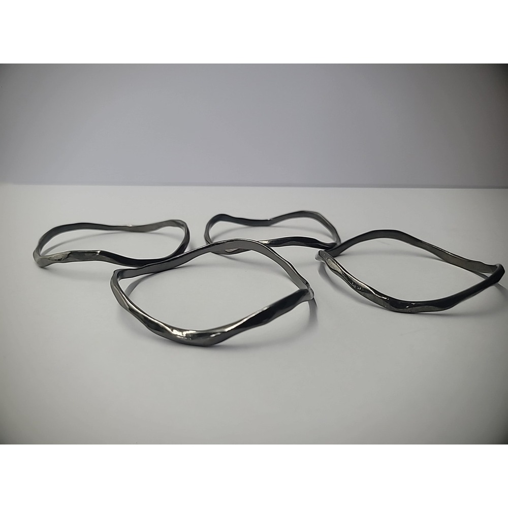 Vintage Bracelet Bangle Hammered Curvy Lot of 4 Bronze Tone Jewelry Costume - Picture 7 of 10